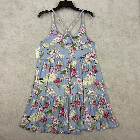 Tommy Bahama Womens Short Night Gown Small Blue Floral Sleep Dress Sleepwear NEW - Picture 7 of 12